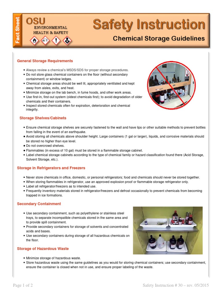 Chemical Storage Guidelines Si PDF Acid Dangerous Goods