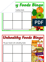 healthy and non healthy food bingo