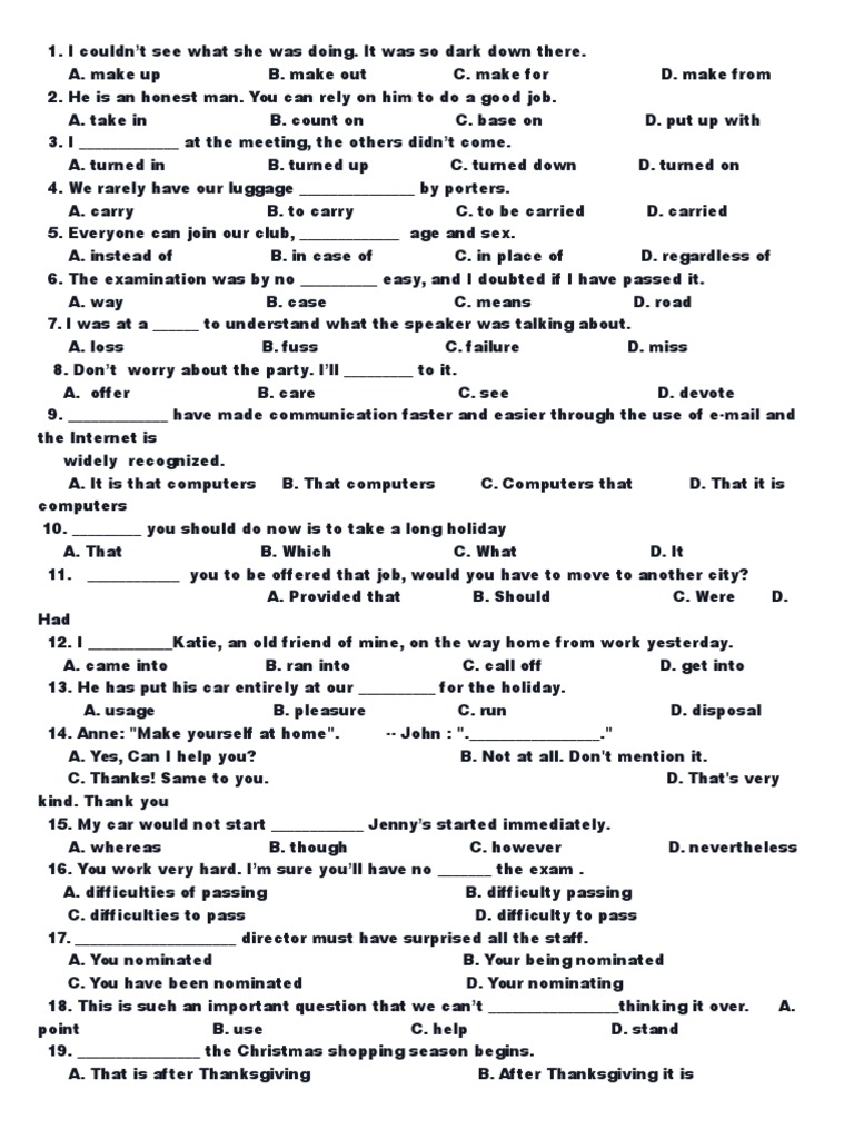 English Worksheet Answer Key Download