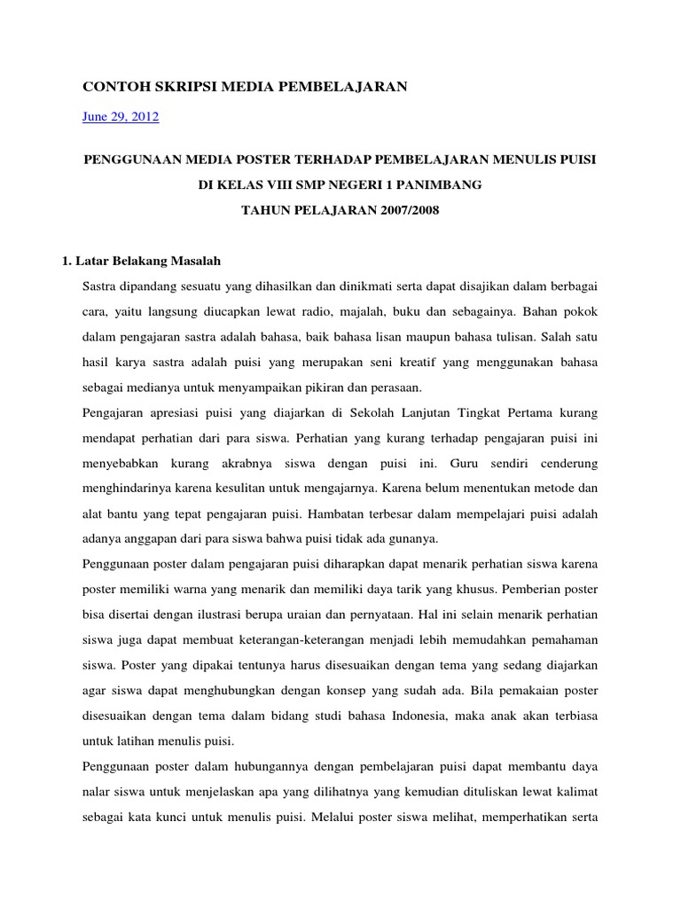 Contoh Skripsi Sastra Inggris Tentang Puisi KT Puisi