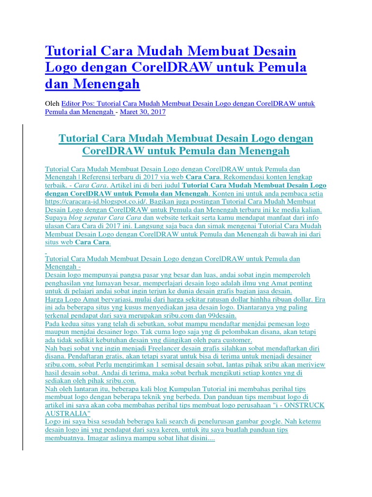 Tutorial Cara Mudah Membuat Desain Logo Dengan Coreldraw Untuk Pemula