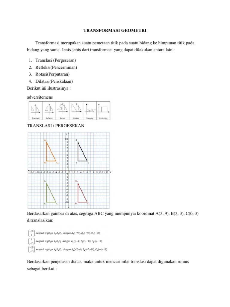 Jenis-Jenis Transformasi Geometri | PDF