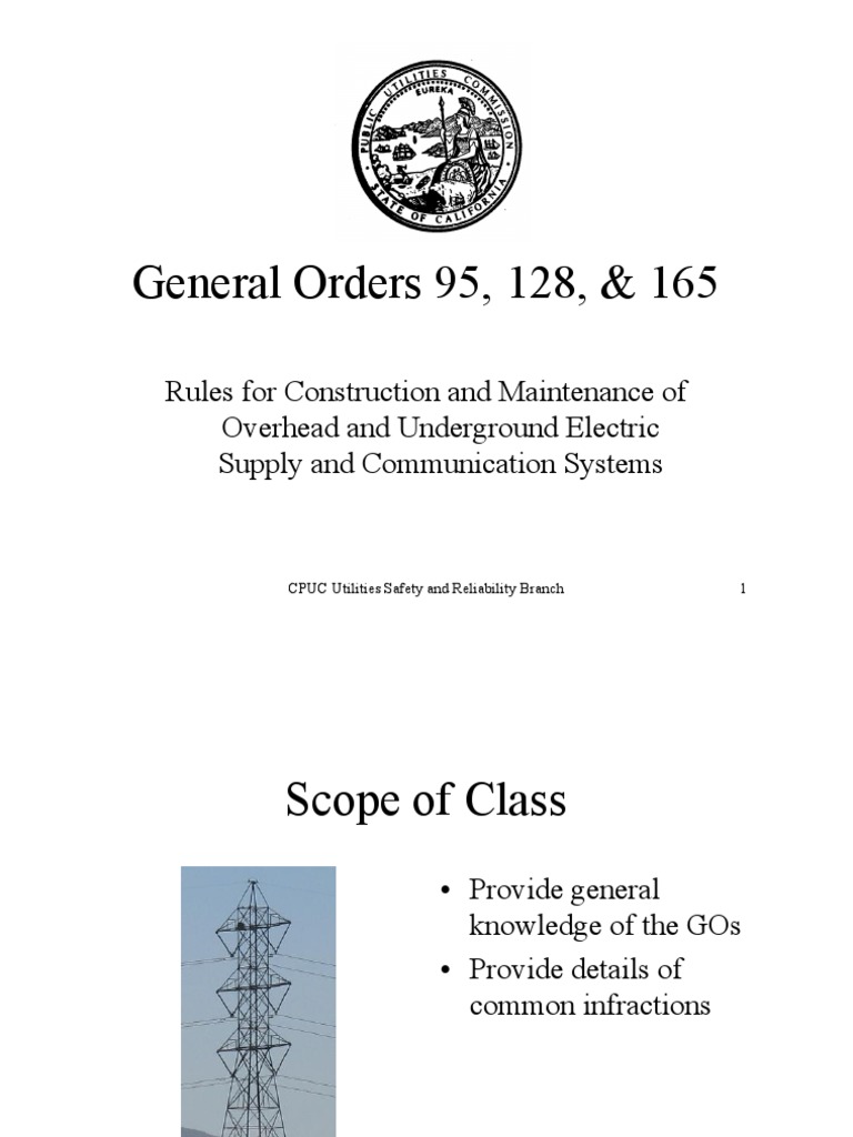 Overview of CPUC General Orders 95, 128, 165 | PDF | Electrical ...