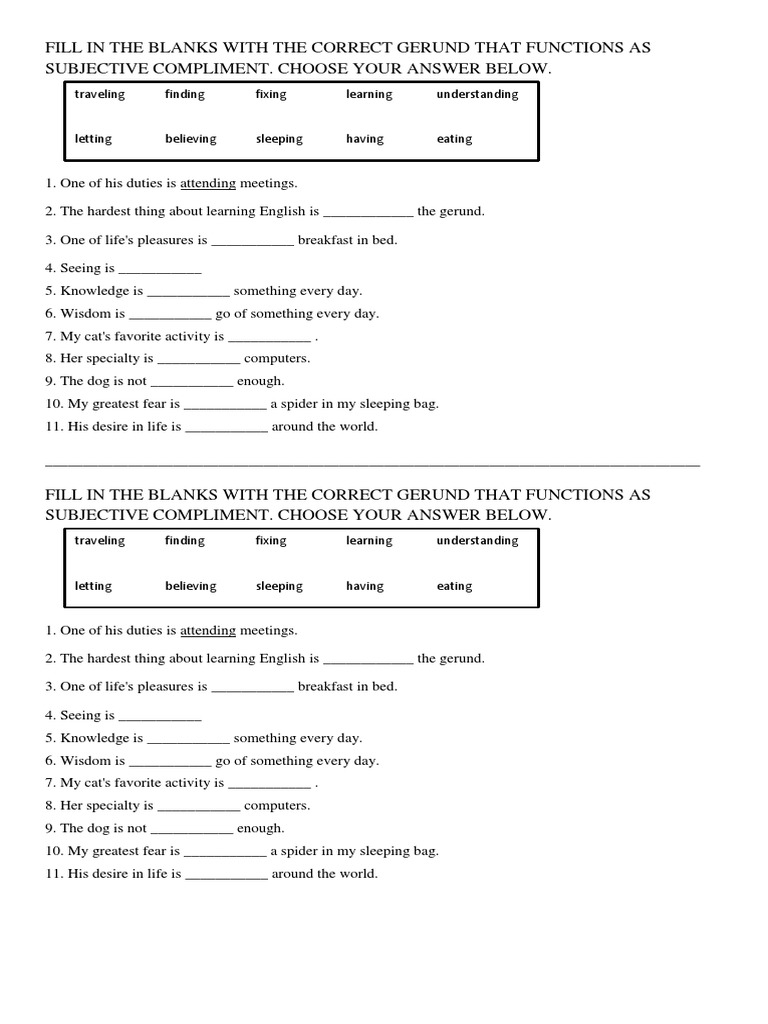 Gerund As Subject Complement | PDF