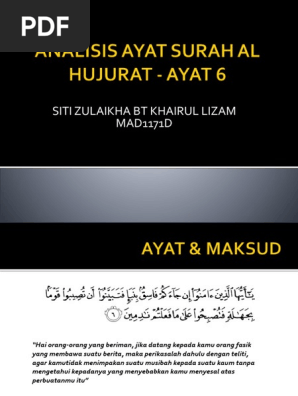Analisis Ayat Surah Al Hujurat Ayat 6 Ika Pdf