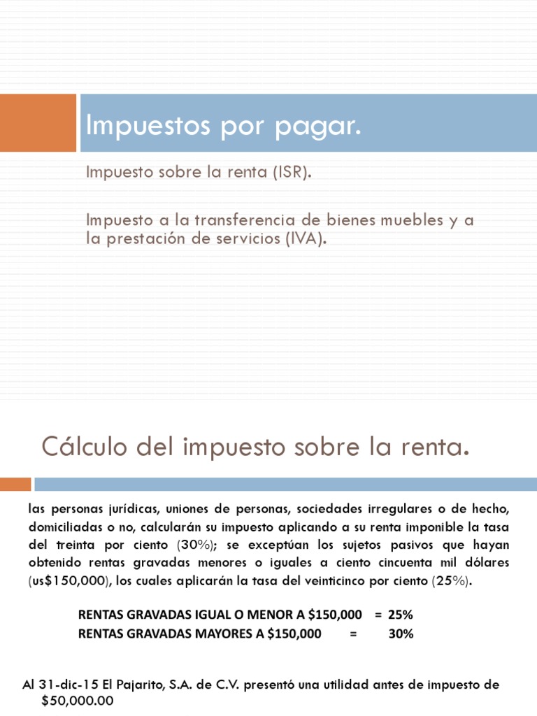 Cálculo del ISR y Rentas Gravadas en El Salvador | PDF | Impuesto sobre ...