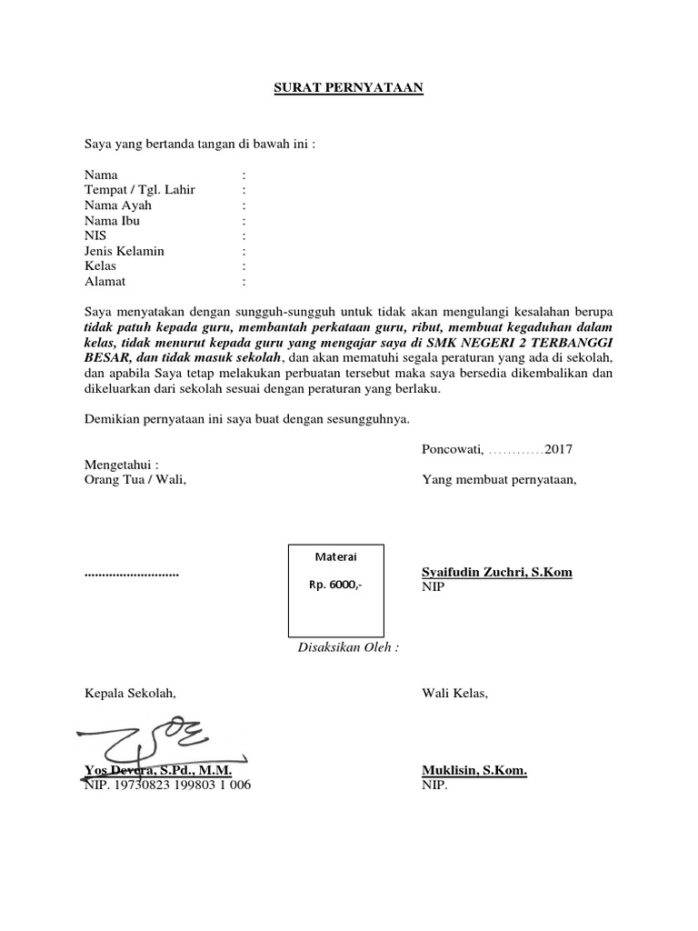 Contoh Surat Penutupan Tenaga Nasional