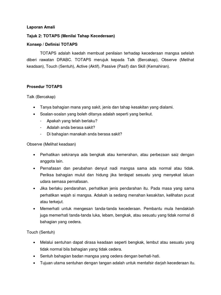 Prosedur TOTAPS untuk Kecederaan | PDF