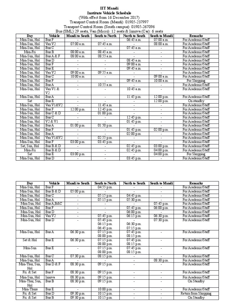 Bus Schedule PDF Bus Land Vehicles