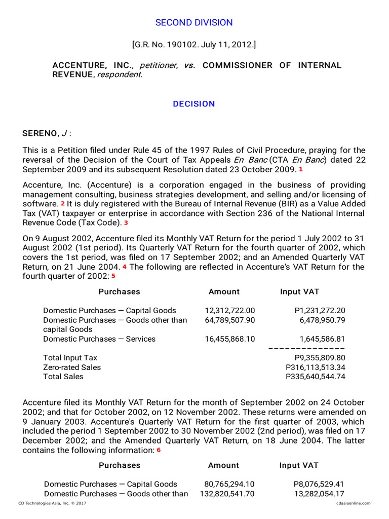 Accenture, Inc. v. Commissioner of Internal Revenue Value Added Tax
