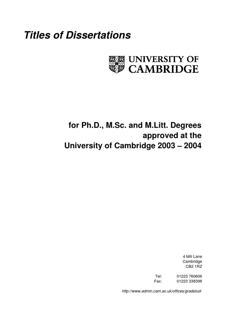 Dissertation Titles 2003-04 | PDF