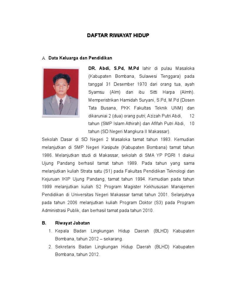Contoh Daftar Riwayat Hidup Skripsi | PDF | Karier & Perkembangan
