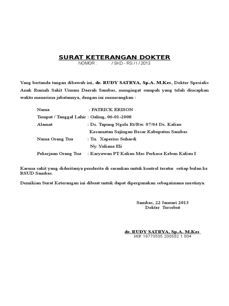 Surat Kontrol Dokter - Homecare24