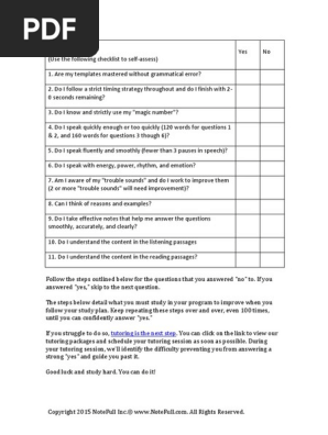 TOEFL Speaking Checklist
