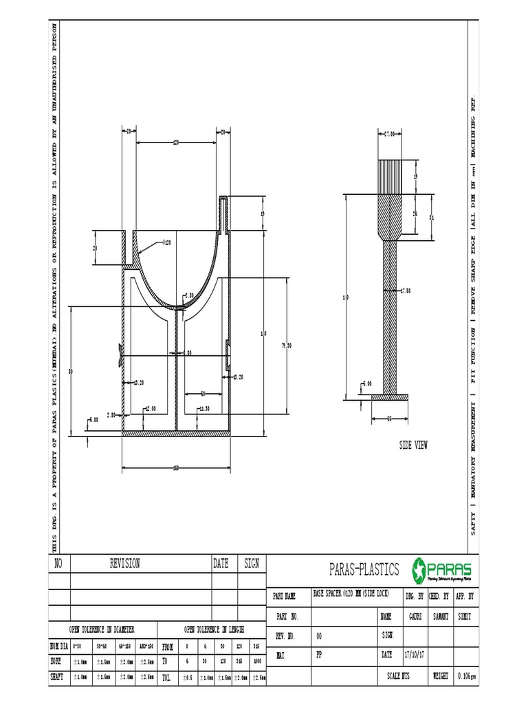 Property and Reproduction Restrictions for a Plastic Part Drawing PDF