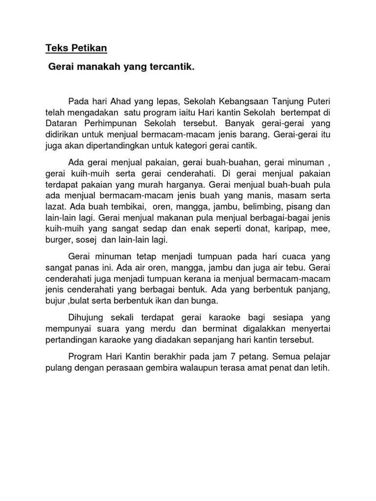 Teks Petikan Kata Adjektif