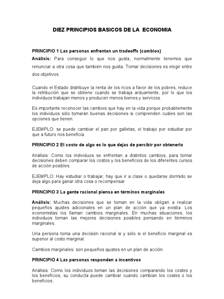Diez Principios Basicos de La Economia