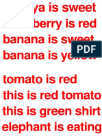 Papaya Is Sweet: Strawberry Is Red Banana Is Sweet Banana Is Yellow