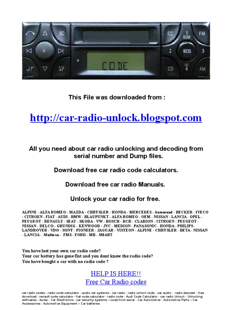 Becker Radio Codes From Serial Number