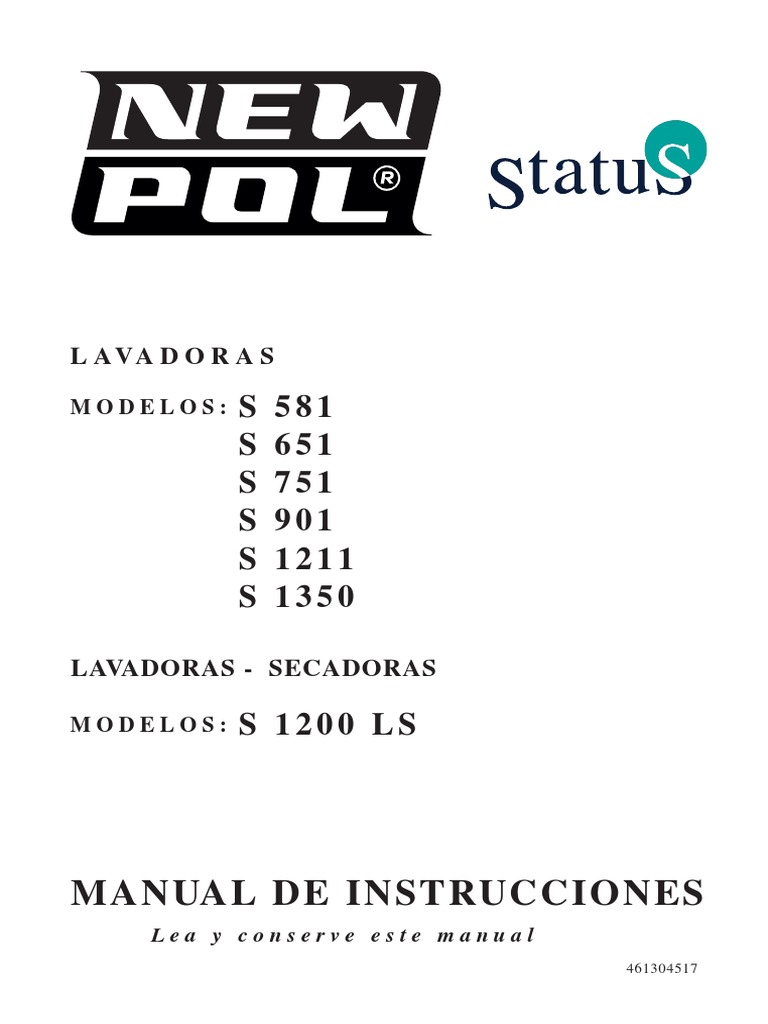 Desviación Calibre Integrar New Pol S 901 Washing Machine | PDF | Temperatura | Lavadora