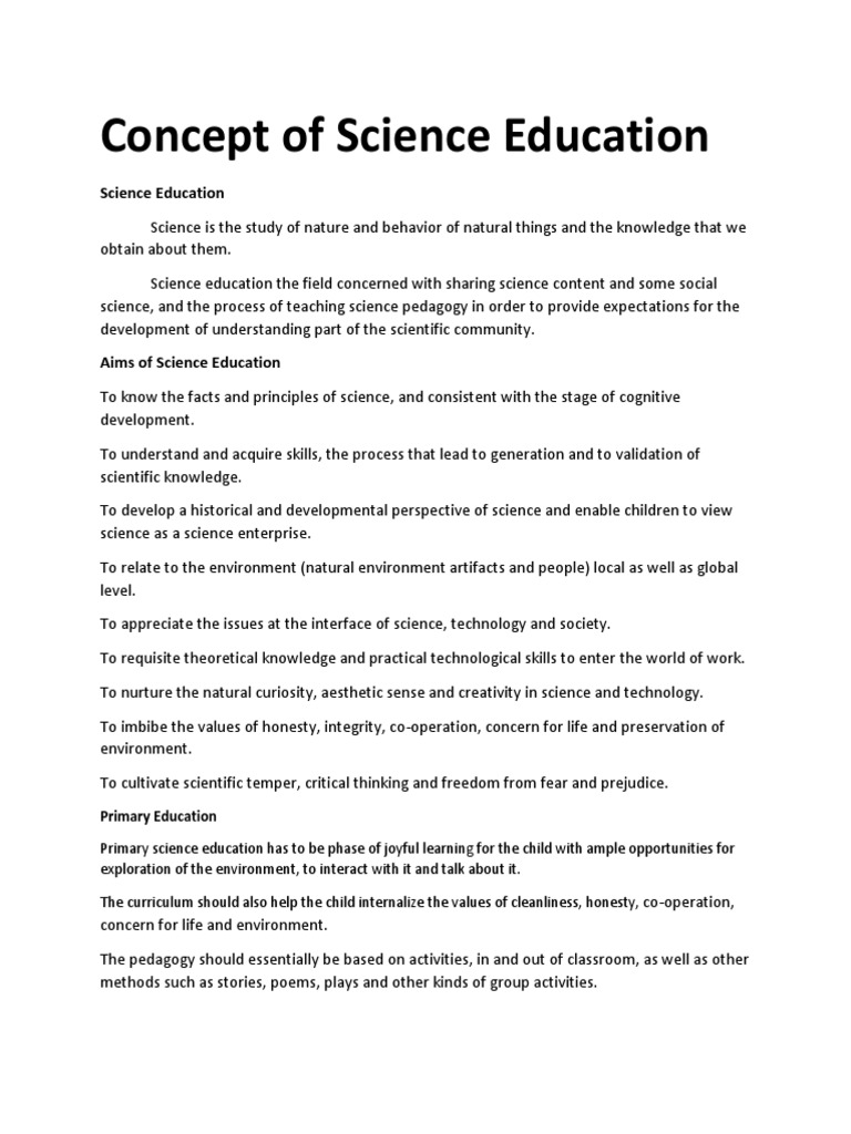 Concept of Science Education PDF Curriculum Science Education