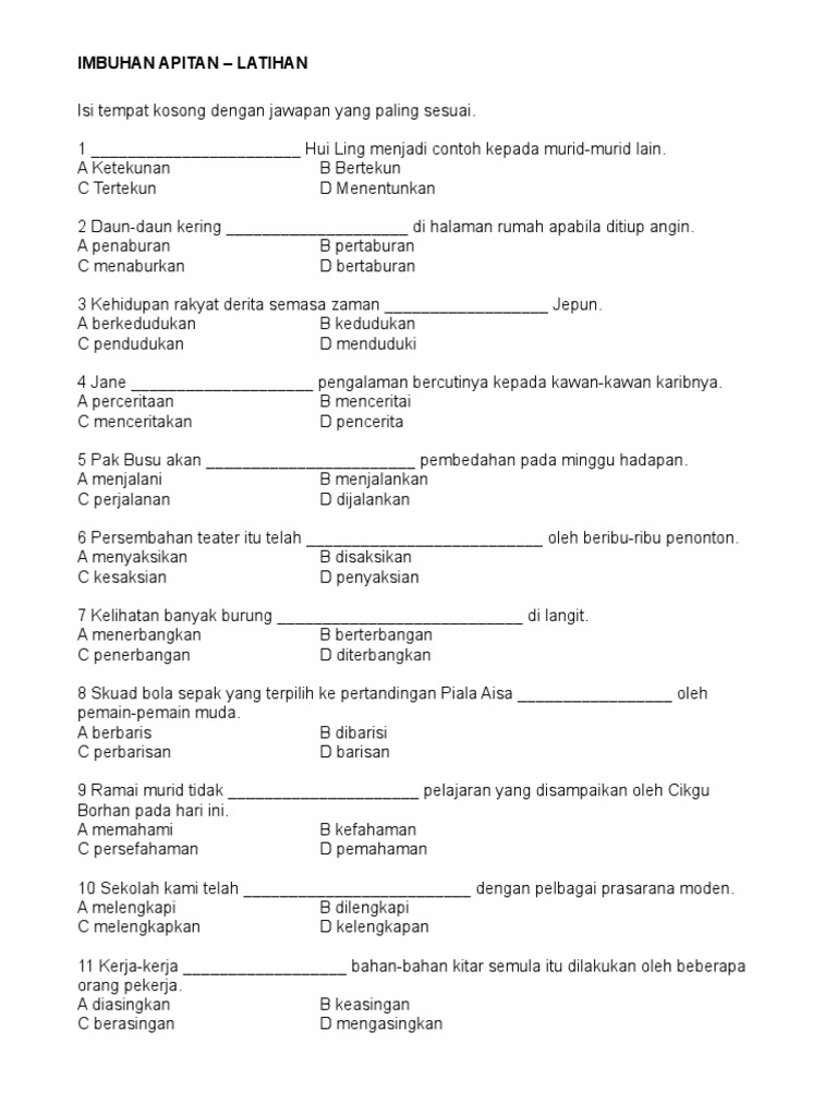 Imbuhan apitan tahun 5