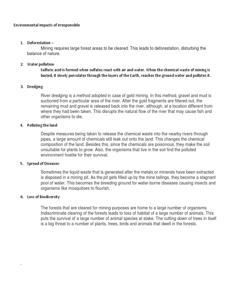 Environmental Impacts of Mining | PDF
