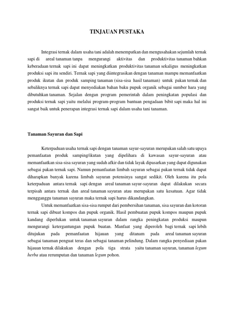 Tinjauan Pustaka Integrasi Ternak dan Sayuran