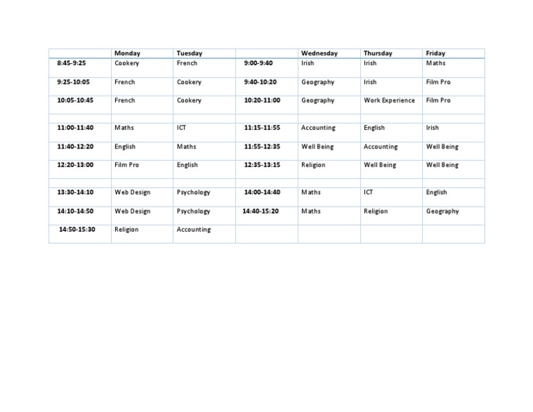Timetable Pdf