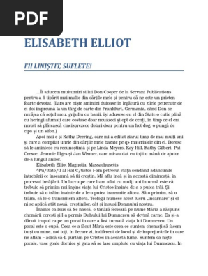 Elisabeth Eliot Fii Linistit Suflete