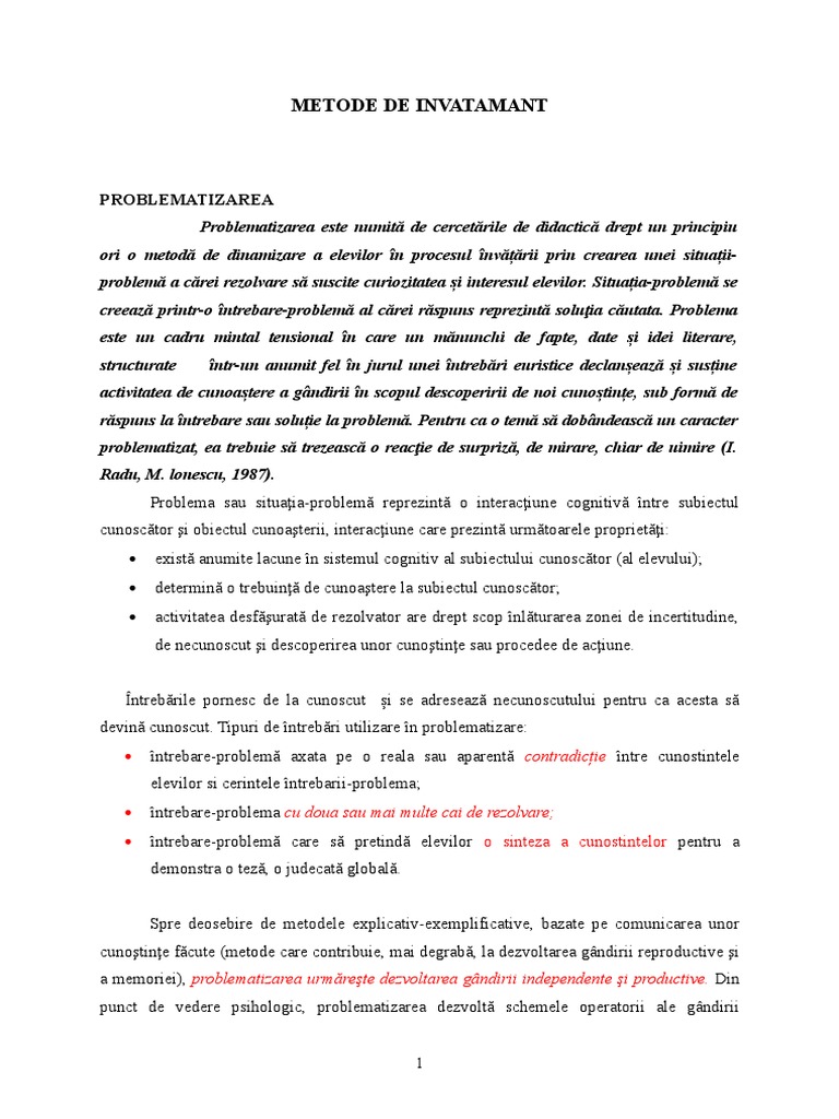 Metode de Invatamant | PDF