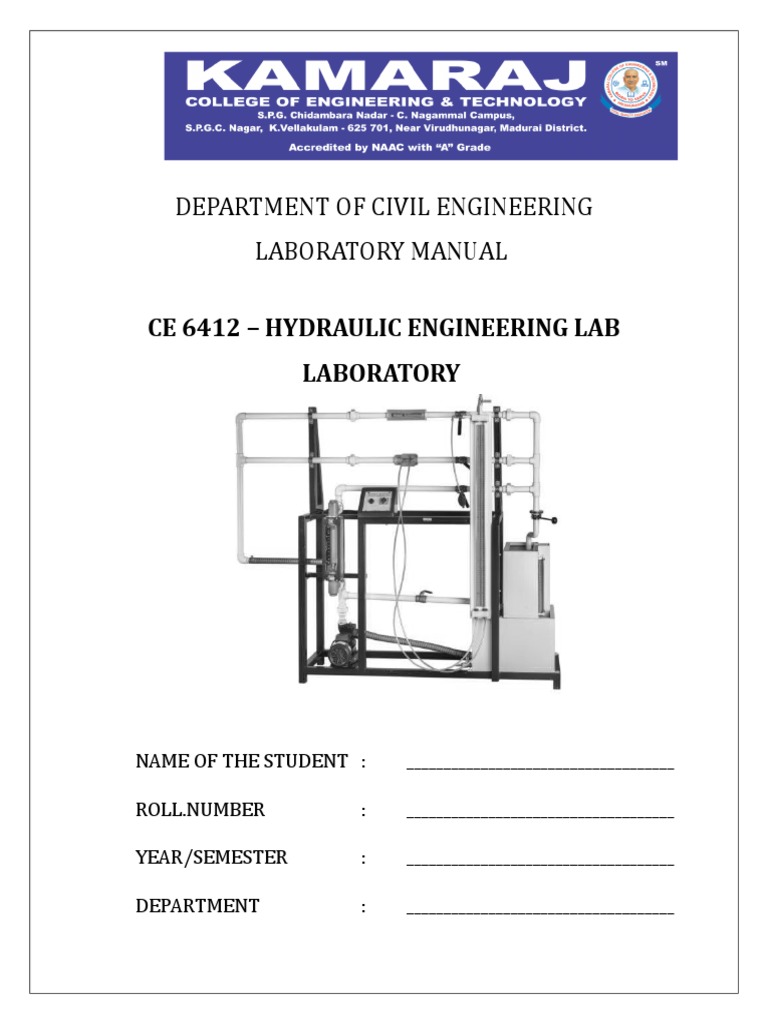 Analysis of Experiments and Performance Objectives for a Hydraulic Engineering Laboratory Manual