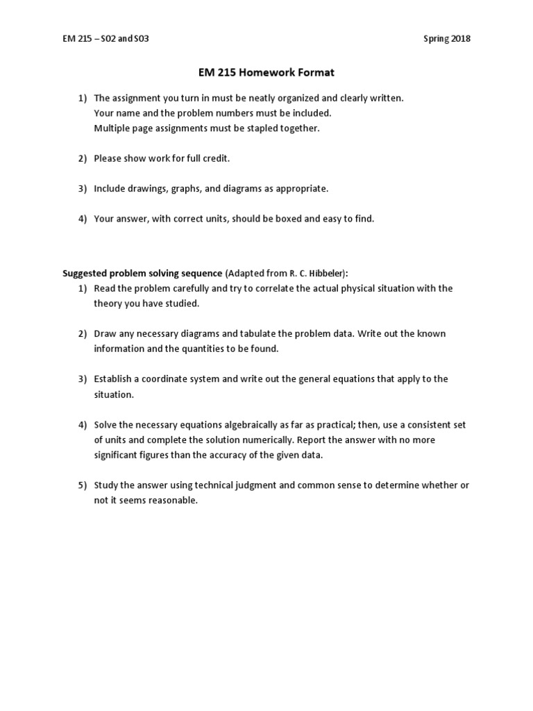 EM 215 Homework Format | PDF | Teaching Methods & Materials