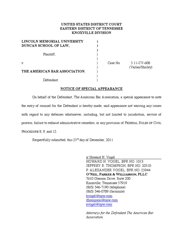 Special Appearance PDF Pleading Courts