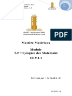 Tp Physique M- T.P Physiques Des Matériaux