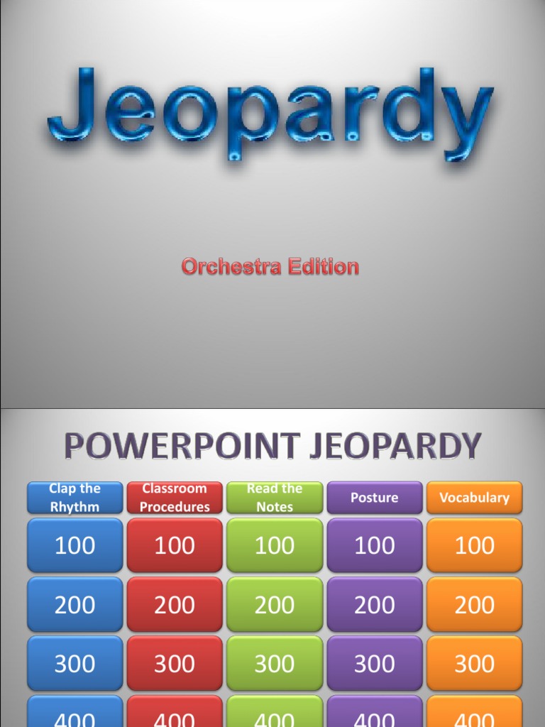 Jeopardy Orchestra Class Busy Acitivity PDF Music Technology