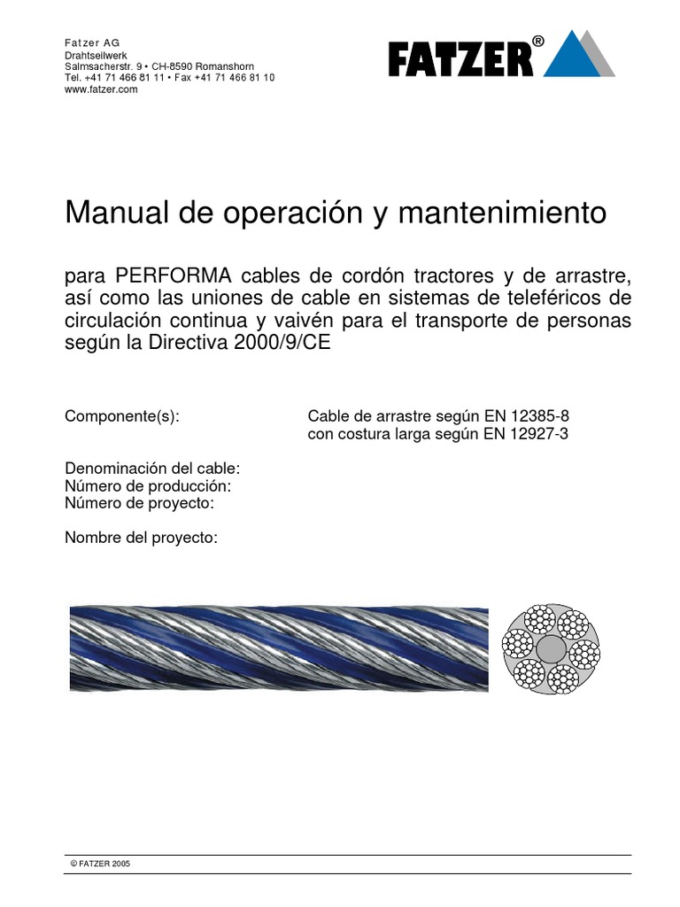 01 Wire Rope Manual Fatzer ESP | PDF | Rieles | Longitud