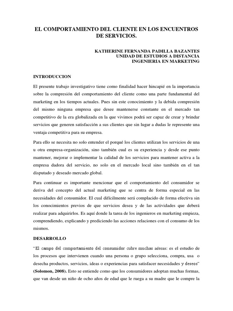 El Comportamiento Del Cliente en Los Encuentros de Servicios | PDF ...