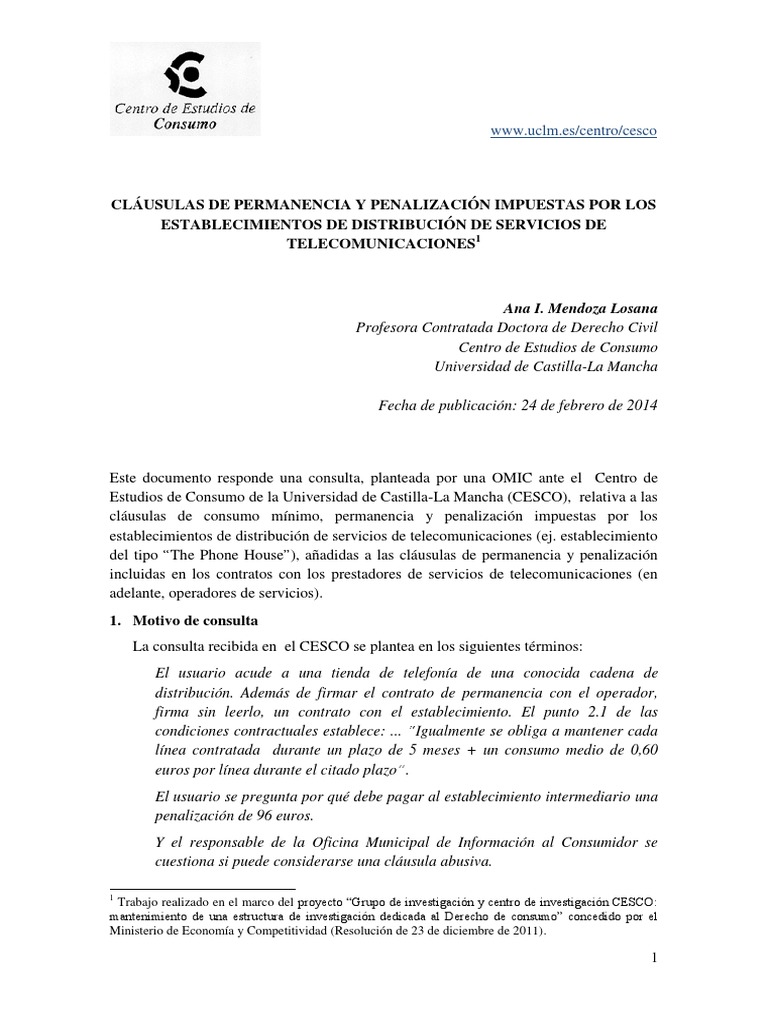 Cláusulas de Permanencia y Penalización Impuestas Por Los