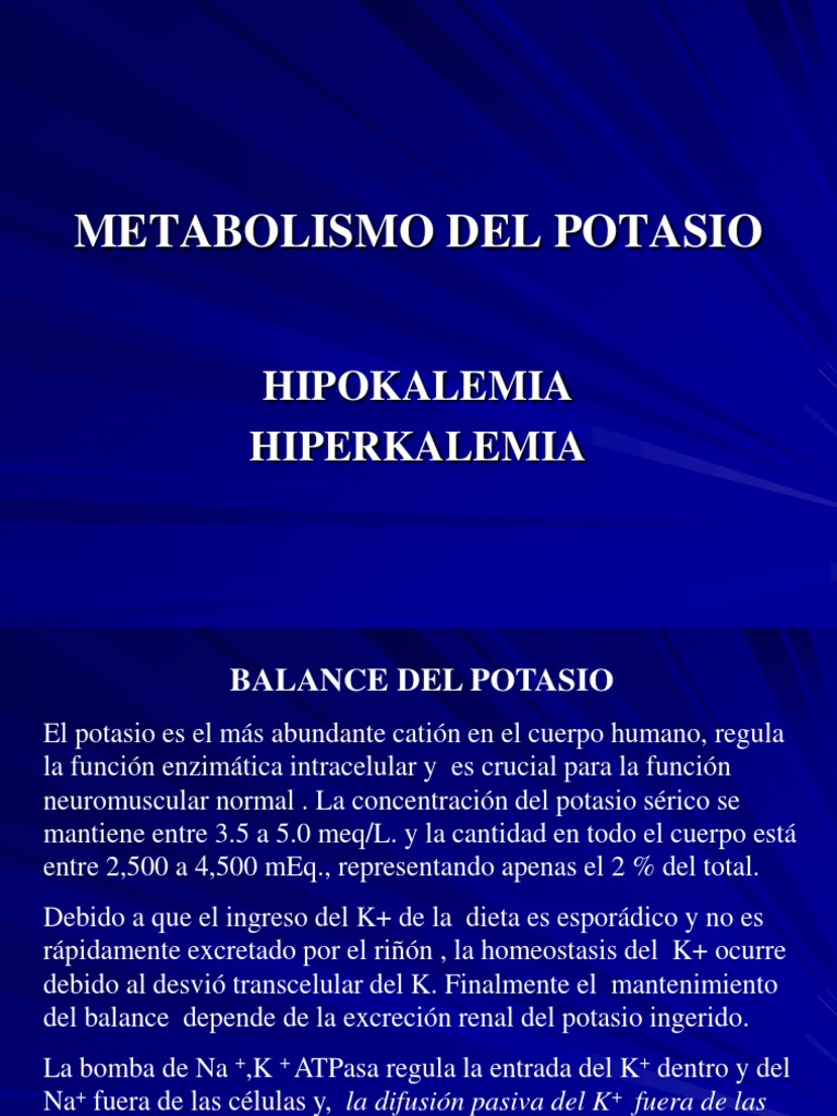 Metabolismo Del Potasio | PDF | Potasio | Dieta y nutrición