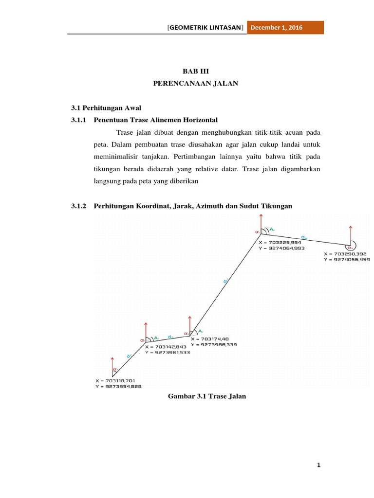 Perhitungan Geometrik Lintasan Alinyemen Horizontal Dan Vertikal Pdf
