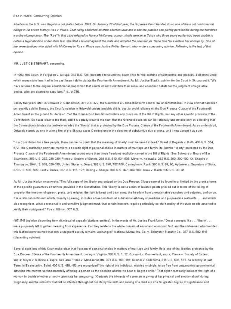 Roe V. Wade Essay Sample