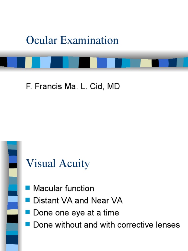 Comprehensive Ocular Exam Guide | PDF | Visual Acuity | Face