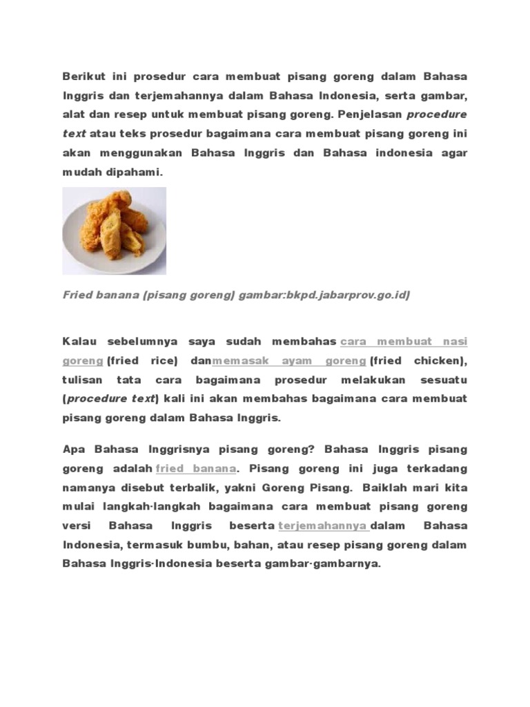 Berikut Ini Prosedur Cara Membuat Pisang Goreng Dalam Berikut Ini Prosedur Cara Membuat Pisang Goreng Dalam
