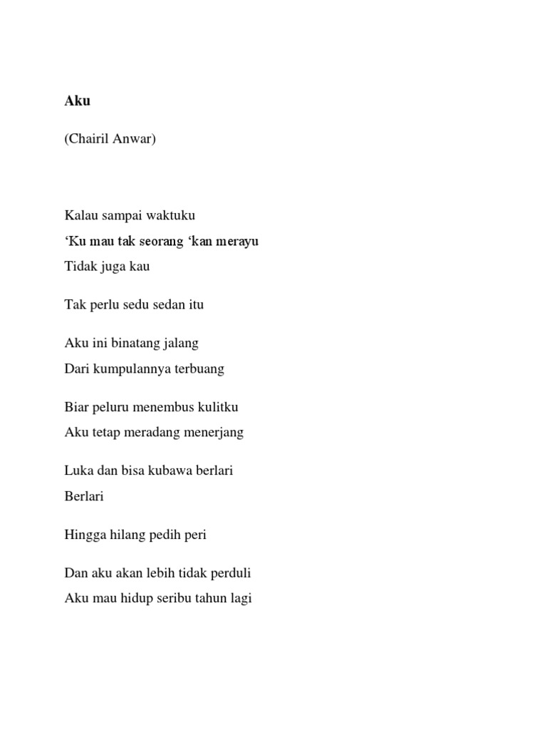 Puisi Aku Karya Chairil Anwar Beserta Maknanya - 1553591872?v=1