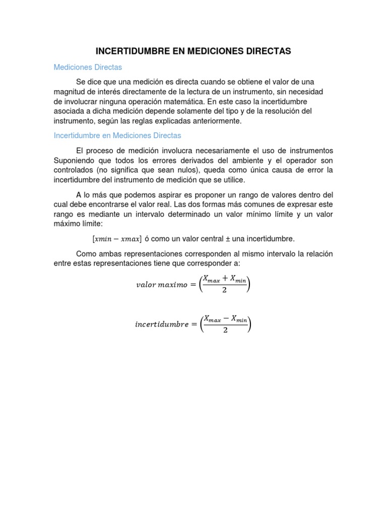 Incertidumbre en Mediciones Directas | PDF | Medición | Física