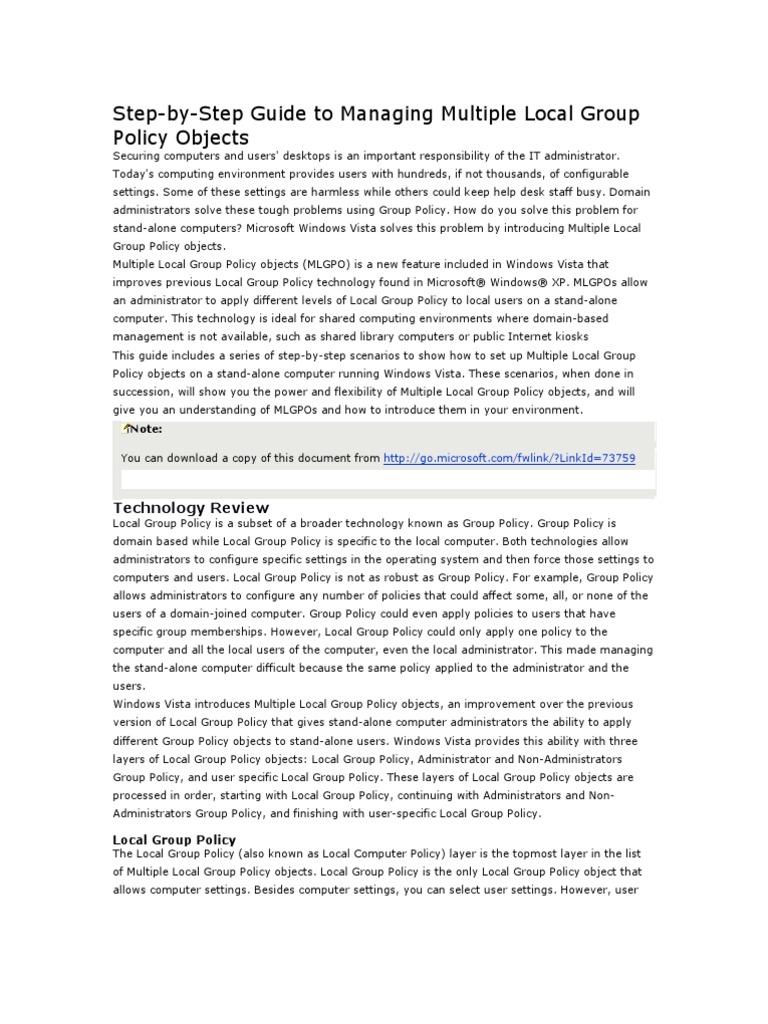 Step-By-Step Guide To Managing Multiple Local Group Policy O | PDF ...