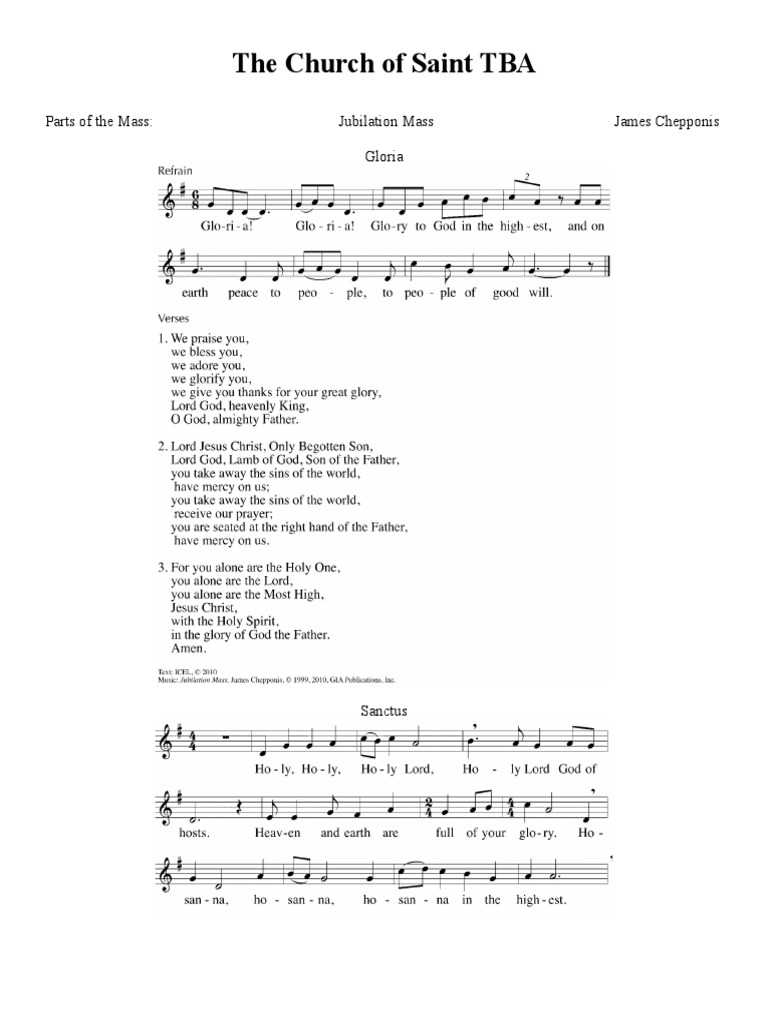 Jubilation Mass By James Chepponis Pdf