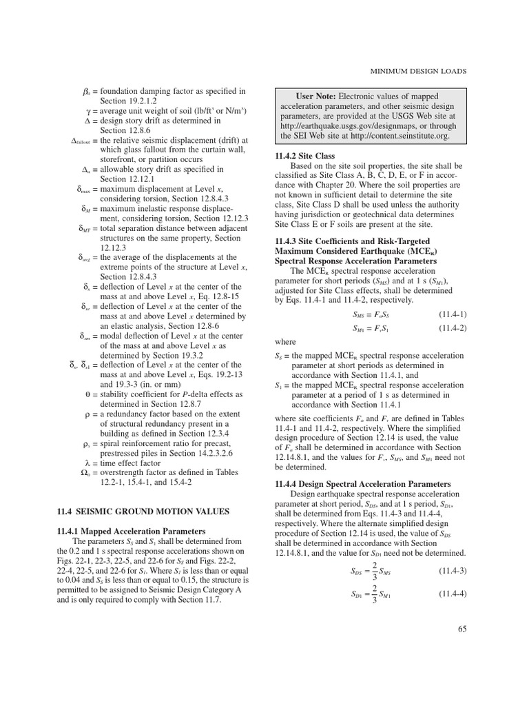 Asce 7-10 - 11.4.4 | PDF | Mechanics | Civil Engineering