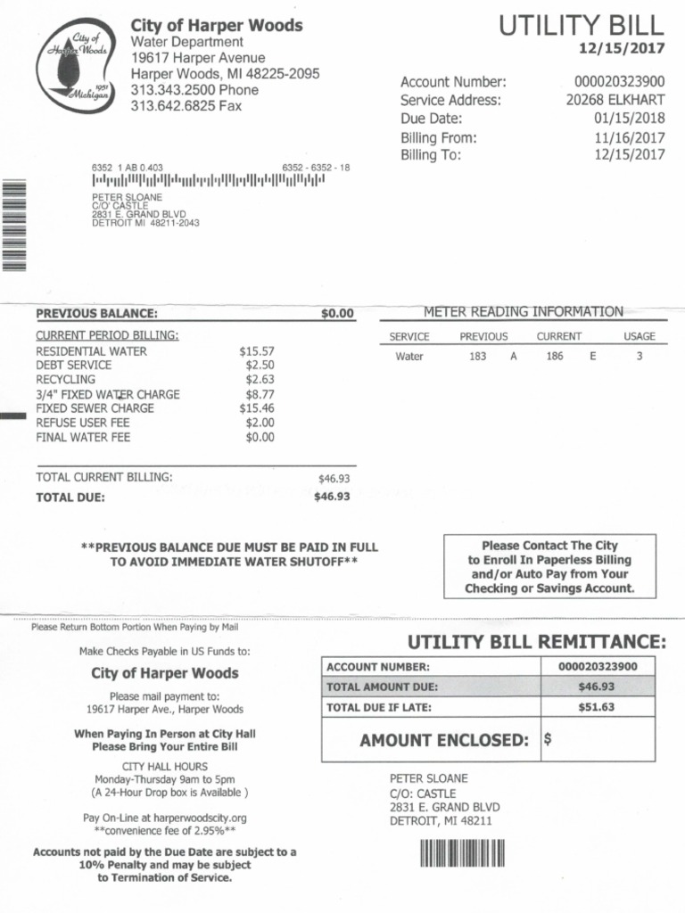 Elkhart Utility Bill PDF